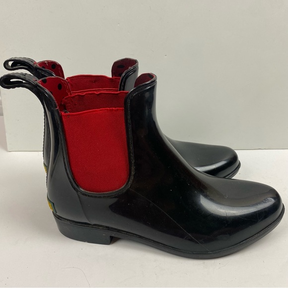 Ralph Lauren Black Red Tally Rubber Short Rain Boots Size 8 - Picture 8 of 14